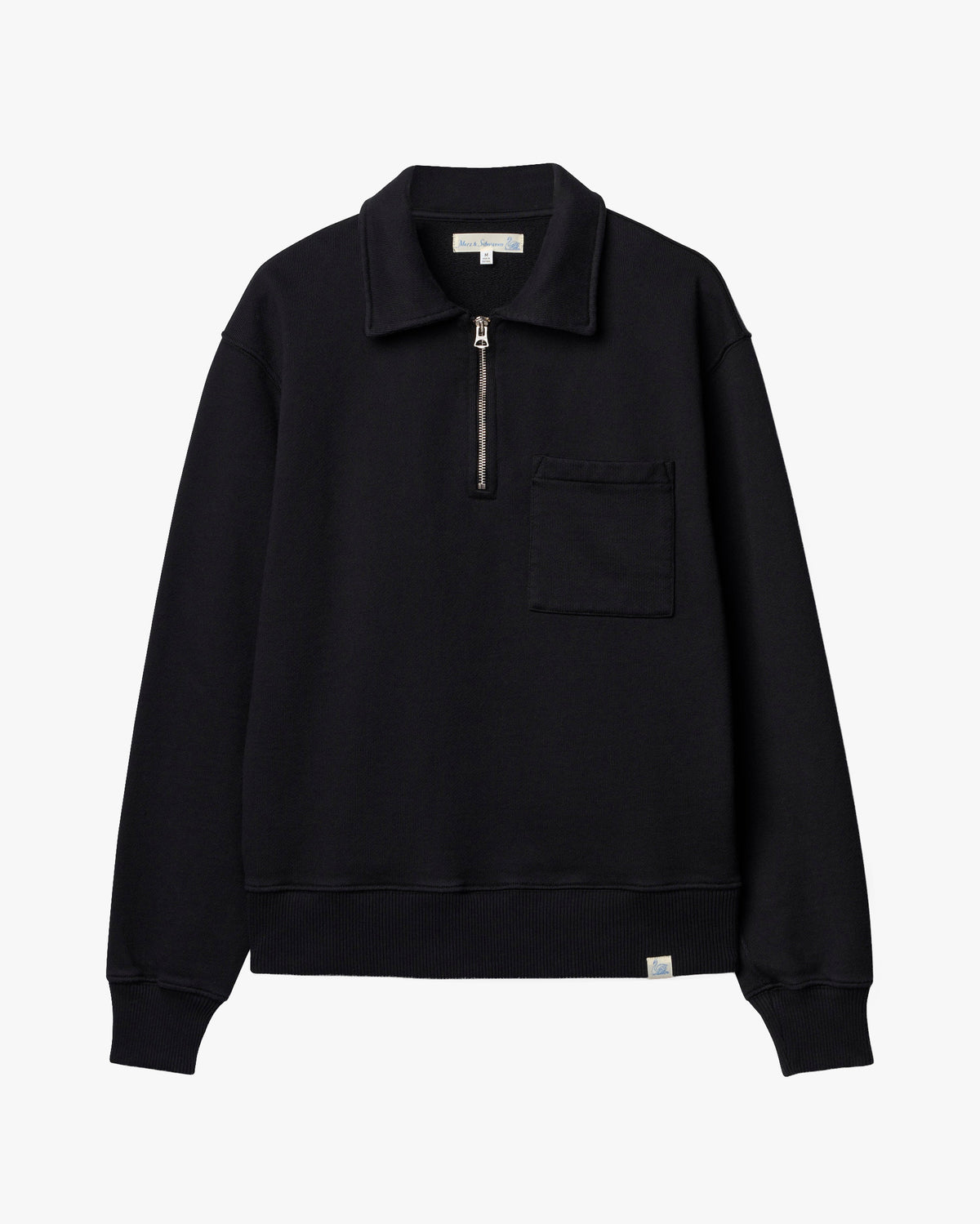 Merz b. Schwanen ZIP03 Polo Collared Half-Zip Cotton Sweatshirt - Deep Black