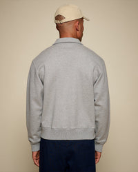 Merz b. Schwanen ZIP03 Polo Collared Half-Zip Cotton Sweatshirt - Grey Melange