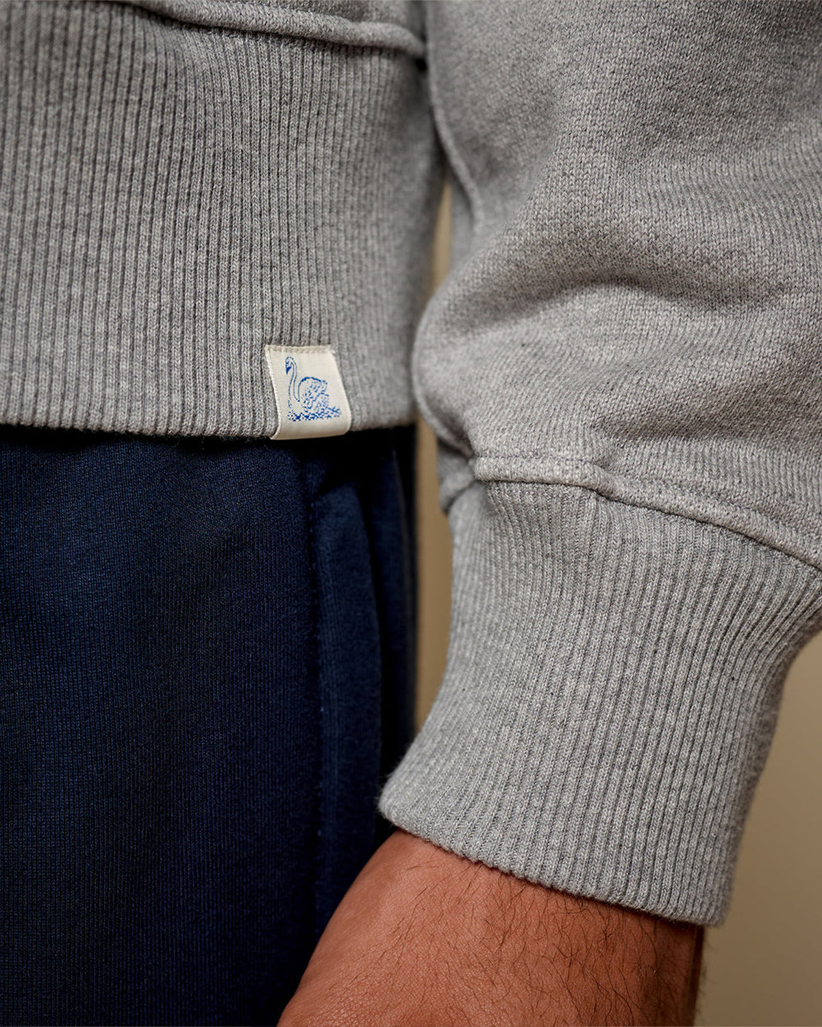 Merz b. Schwanen ZIP03 Polo Collared Half-Zip Cotton Sweatshirt - Grey Melange