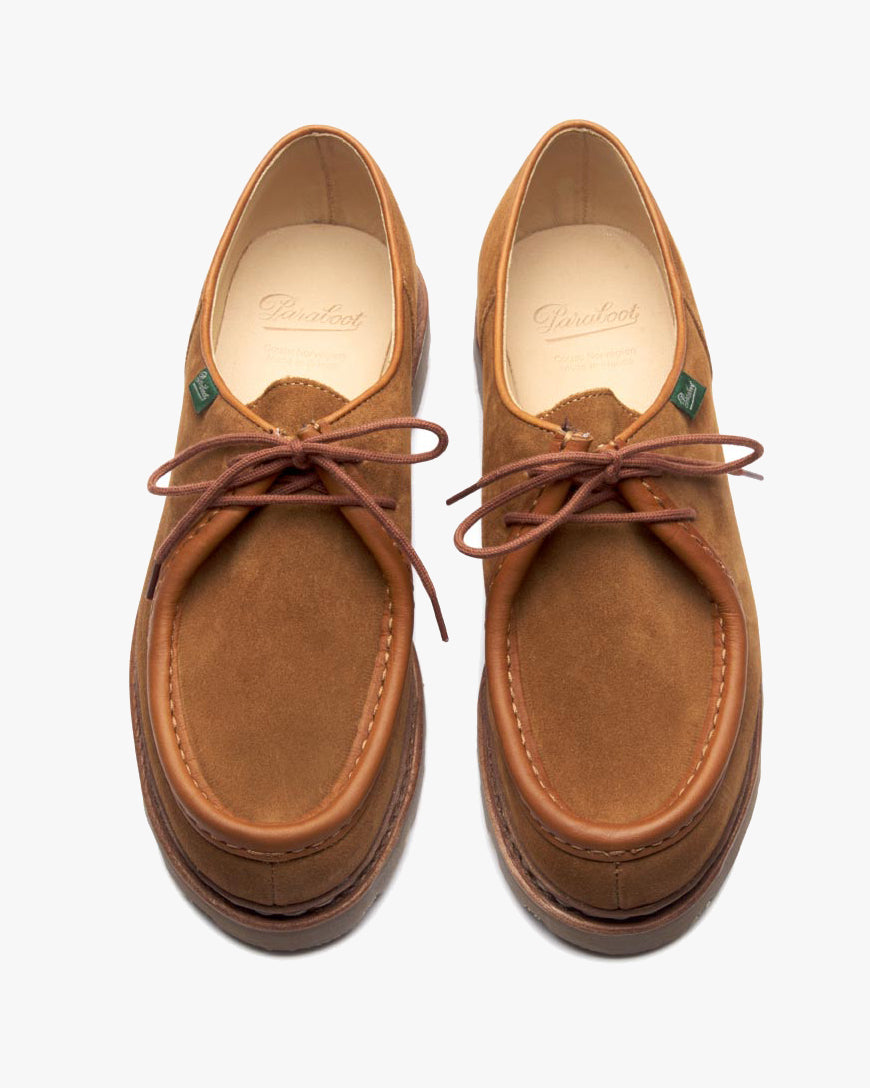 Paraboot Michael Piped Seam Derby Shoe - Velours Whisky / Marche Noix | Paraboot Shoes | JEANSTORE