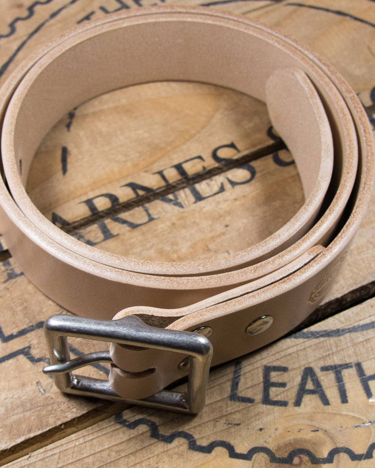 Barnes and Moore Bosun Leather Belt - Natural / Nickel