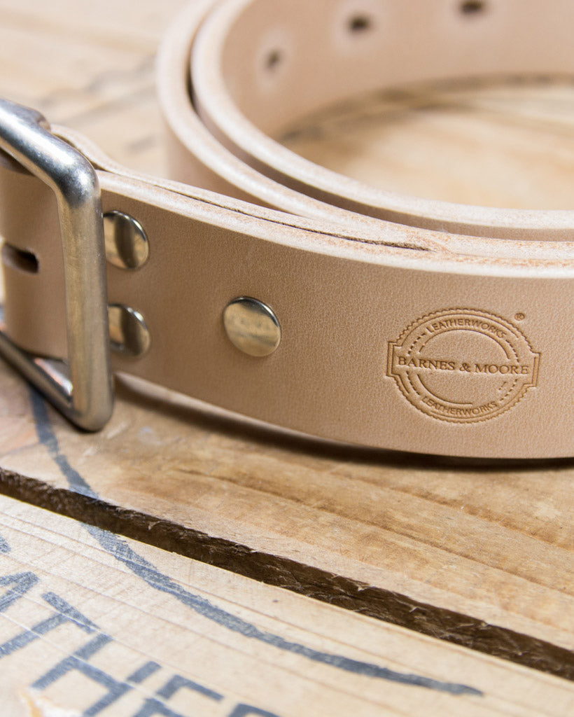 Barnes and Moore Bosun Leather Belt - Natural / Nickel