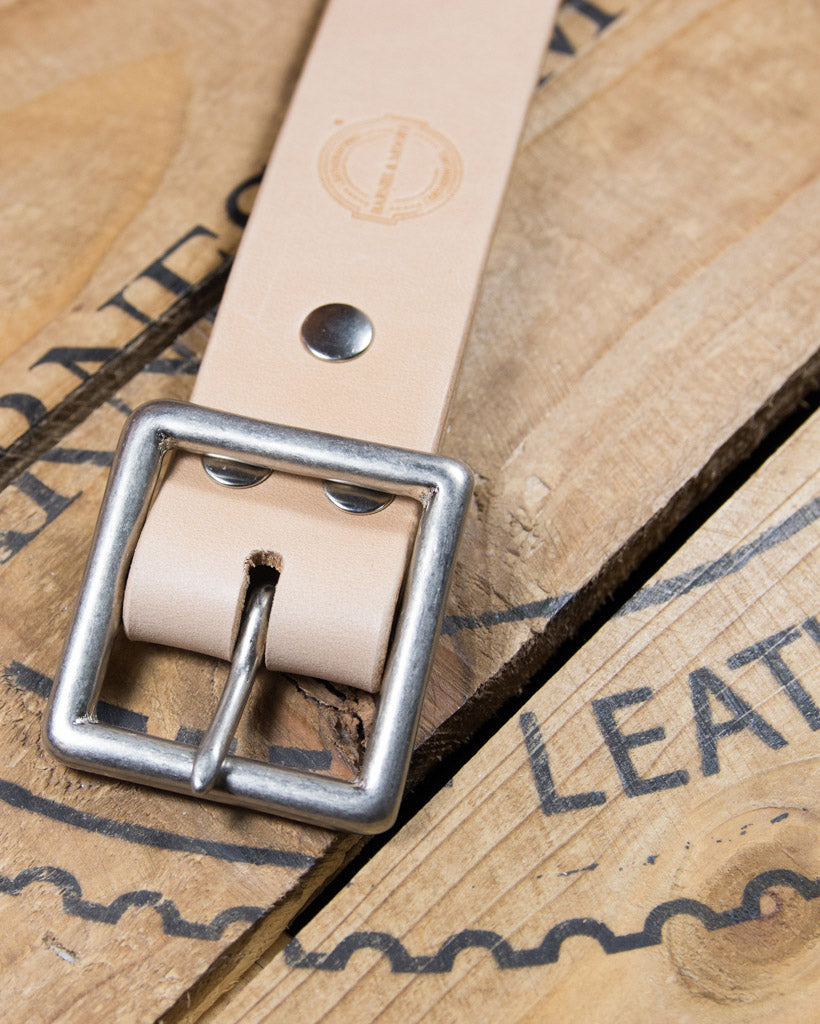 Barnes and Moore Bosun Leather Belt - Natural / Nickel