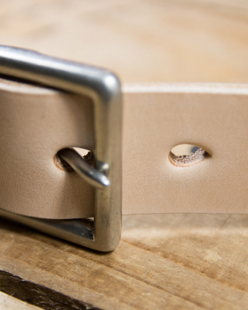 Barnes and Moore Bosun Leather Belt - Natural / Nickel