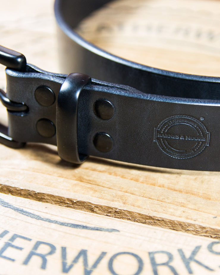 Barnes and Moore Garrison Leather Belt - Black / Black