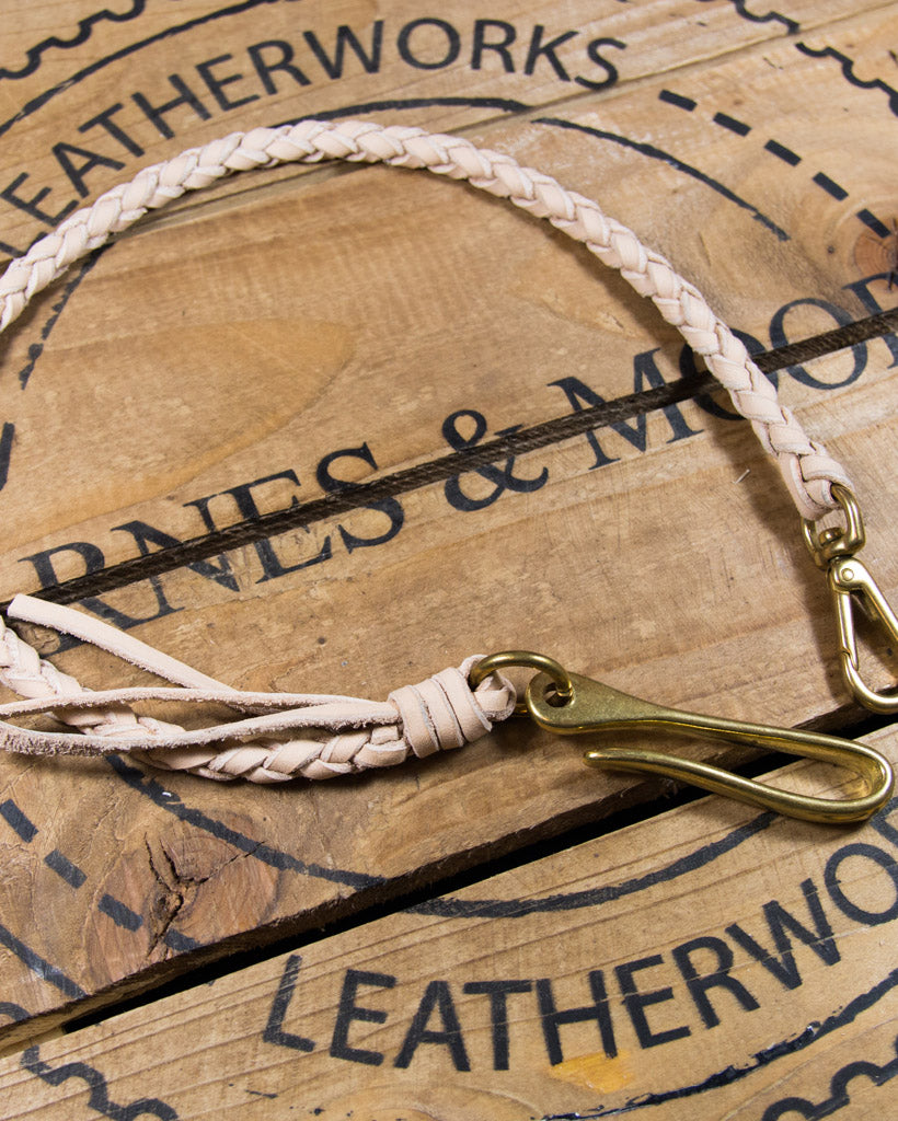 Barnes and Moore Heavy Duty Hand Braided Wallet Tether - Natural / Brass | Barnes and Moore Wallets & Key Fobs | JEANSTORE