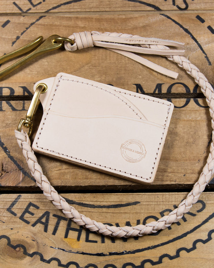 Barnes and Moore Heavy Duty Hand Braided Wallet Tether - Natural / Brass