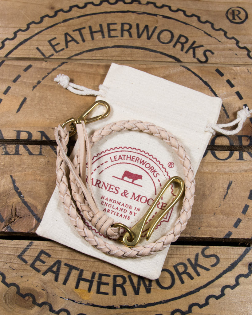 Barnes and Moore Heavy Duty Hand Braided Wallet Tether - Natural / Brass | Barnes and Moore Wallets & Key Fobs | JEANSTORE