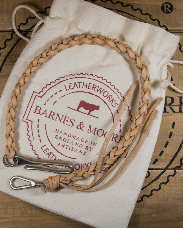 Barnes and Moore Heavy Duty Hand Braided Wallet Tether - Natural / Dull Nickel