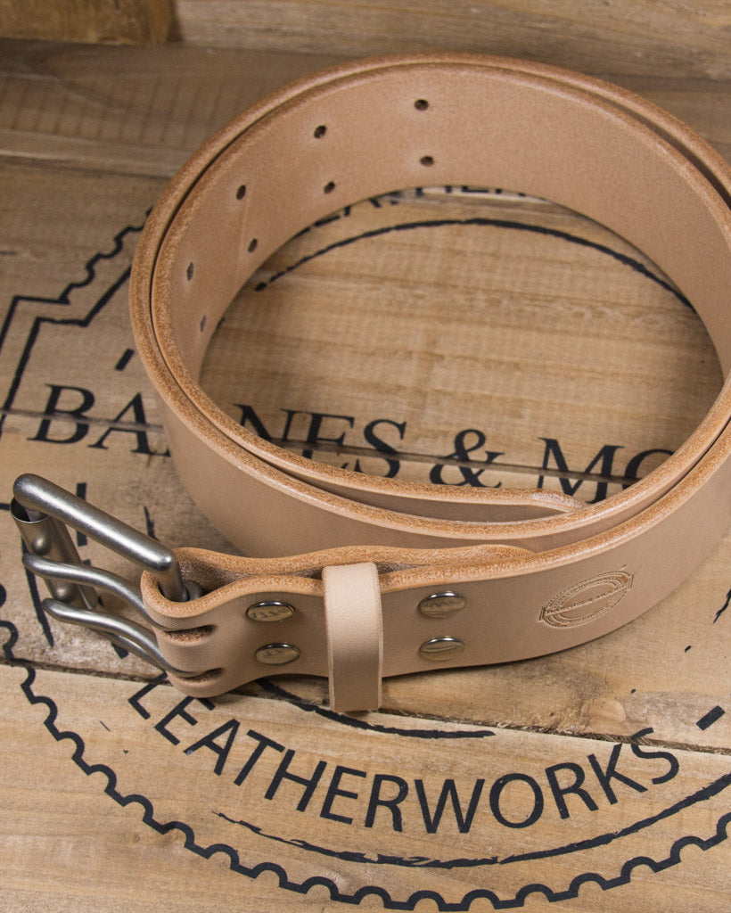Barnes and Moore Harness Leather Heavyweight Belt - Natural / Nickel | Barnes and Moore Belts | JEANSTORE