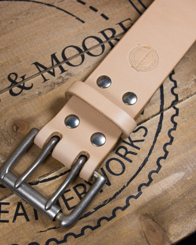 Barnes and Moore Harness Leather Heavyweight Belt - Natural / Nickel | Barnes and Moore Belts | JEANSTORE