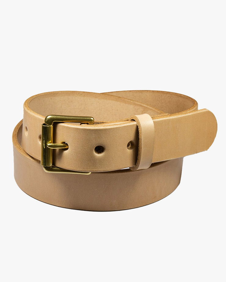 Barnes and Moore Roller Leather Belt - Natural / Brass