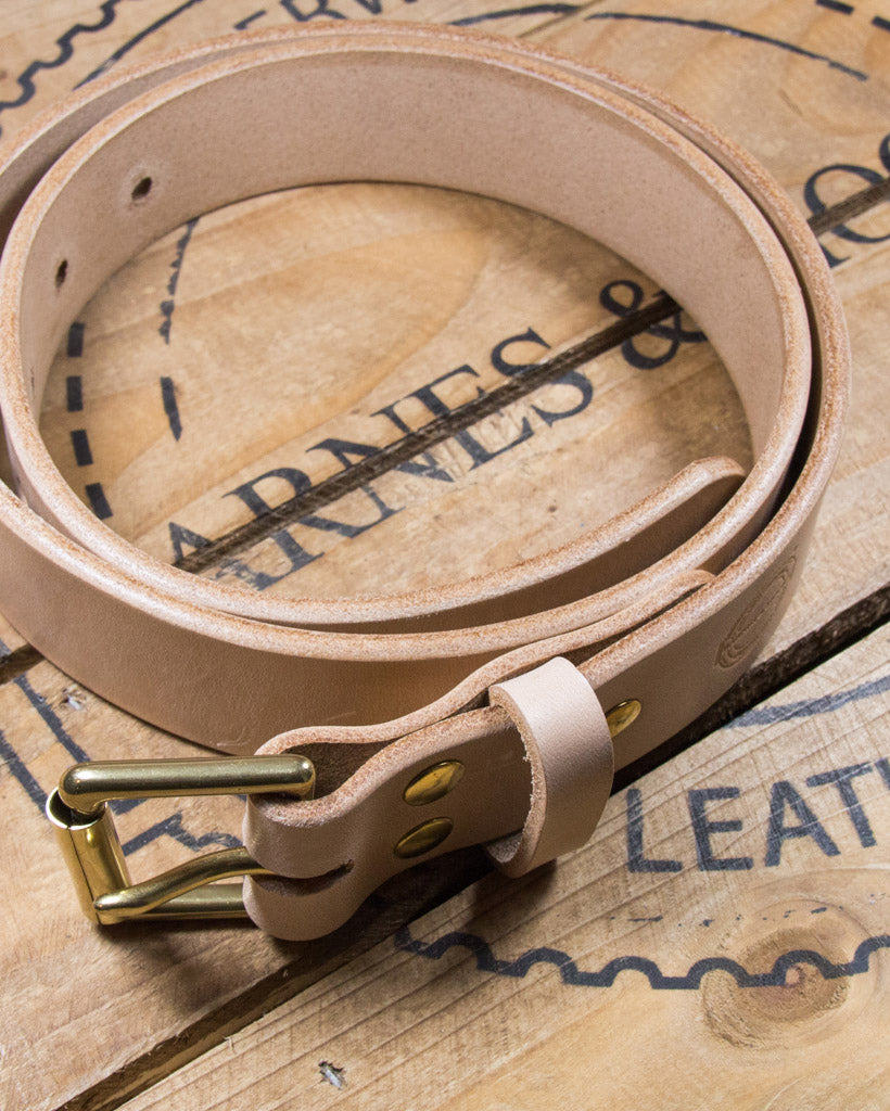 Barnes and Moore Roller Leather Belt - Natural / Brass | Barnes and Moore Belts | JEANSTORE