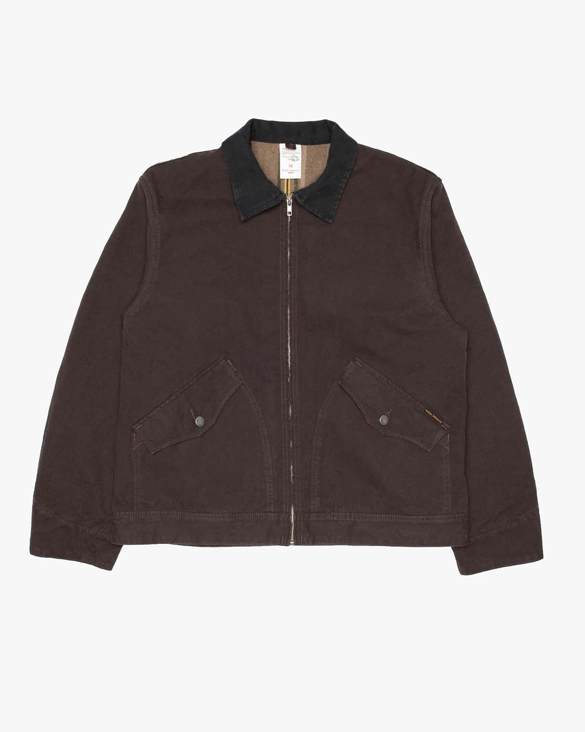 Nudie Jeans Blake Duck Canvas Zip Jacket - Dark Brown