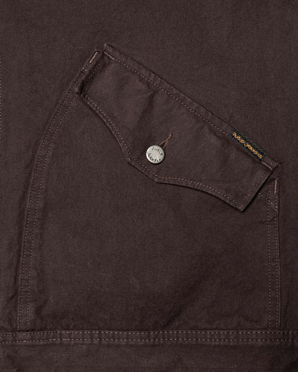 Nudie Jeans Blake Duck Canvas Zip Jacket - Dark Brown