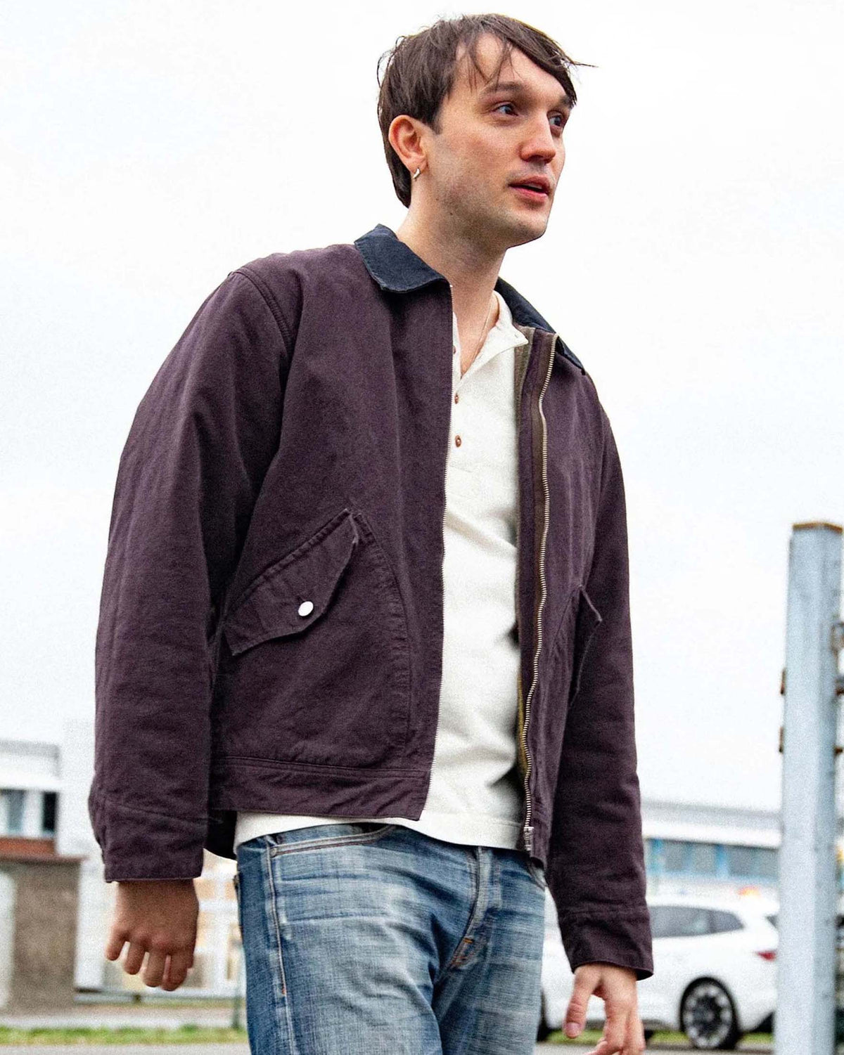 Nudie Jeans Blake Duck Canvas Zip Jacket - Dark Brown