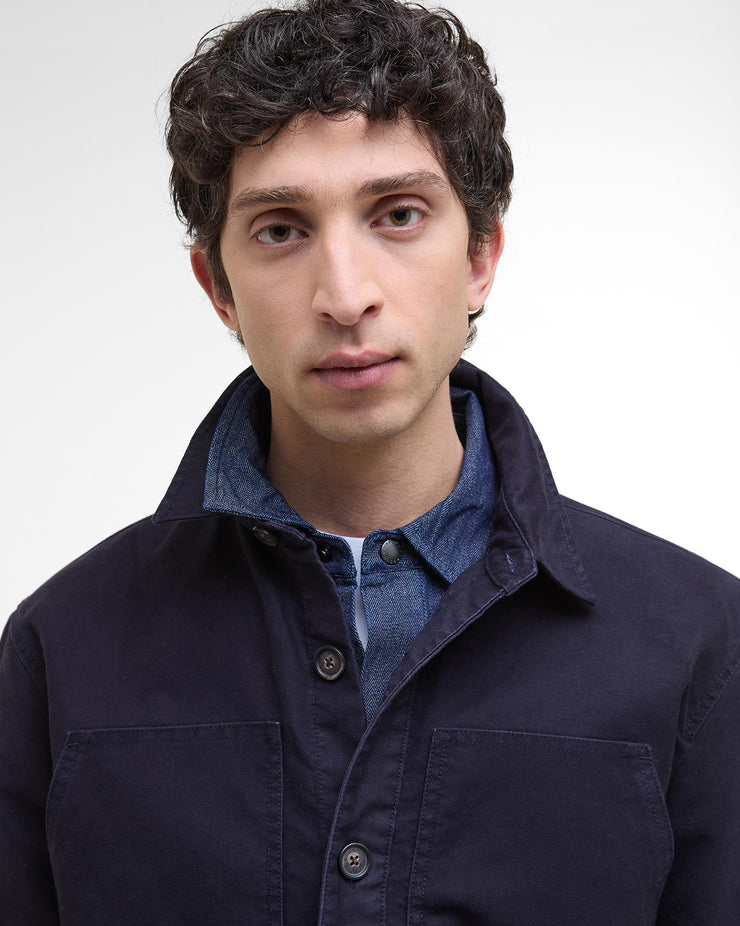 Barbour Heritage Newbirch Oversized Cotton Sateen Overshirt - Navy | Barbour Shirts | JEANSTORE