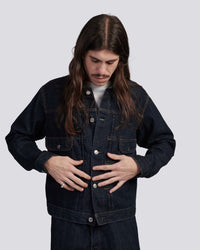 Edwin Made In Japan Denim Jacket - 14oz Kurabo Recycled Red Selvage Denim / Blue Rinsed | Edwin Jackets & Coats | JEANSTORE