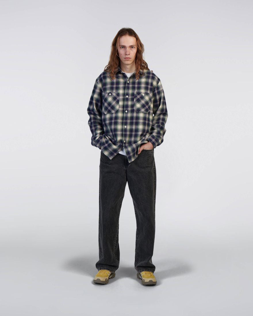 Edwin L/S Work Shirt - Navy / Green | Edwin Shirts | JEANSTORE