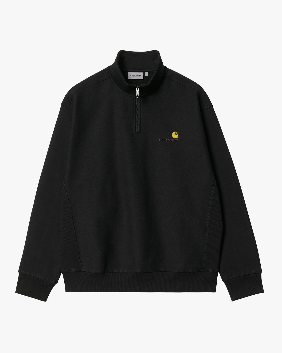 Carhartt WIP Half Zip American Script Sweat - Black | Carhartt WIP Sweaters & Knitwear | JEANSTORE