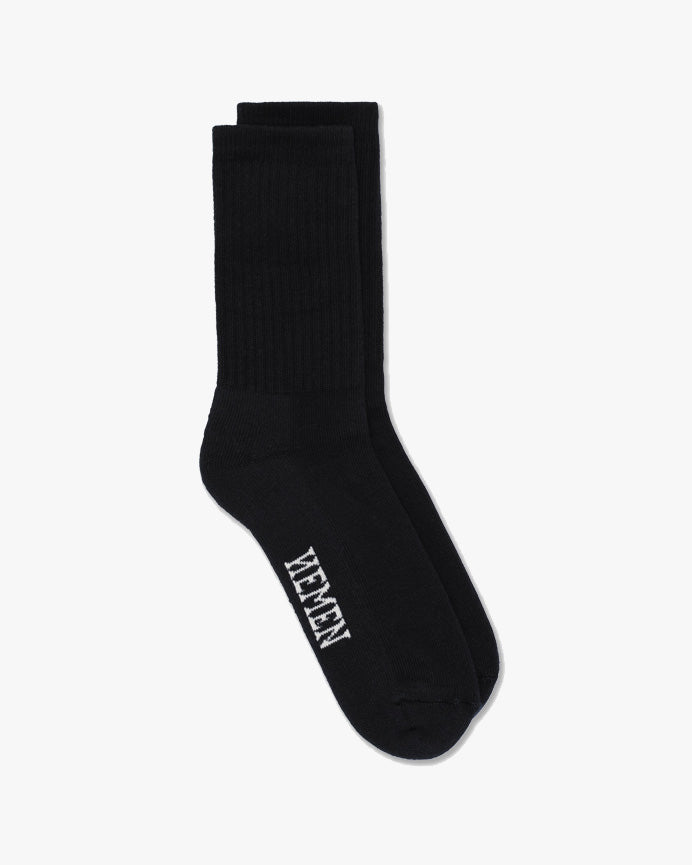 Hemen Biarritz HMN04 Organic Cotton Rib Sport Socks - Black