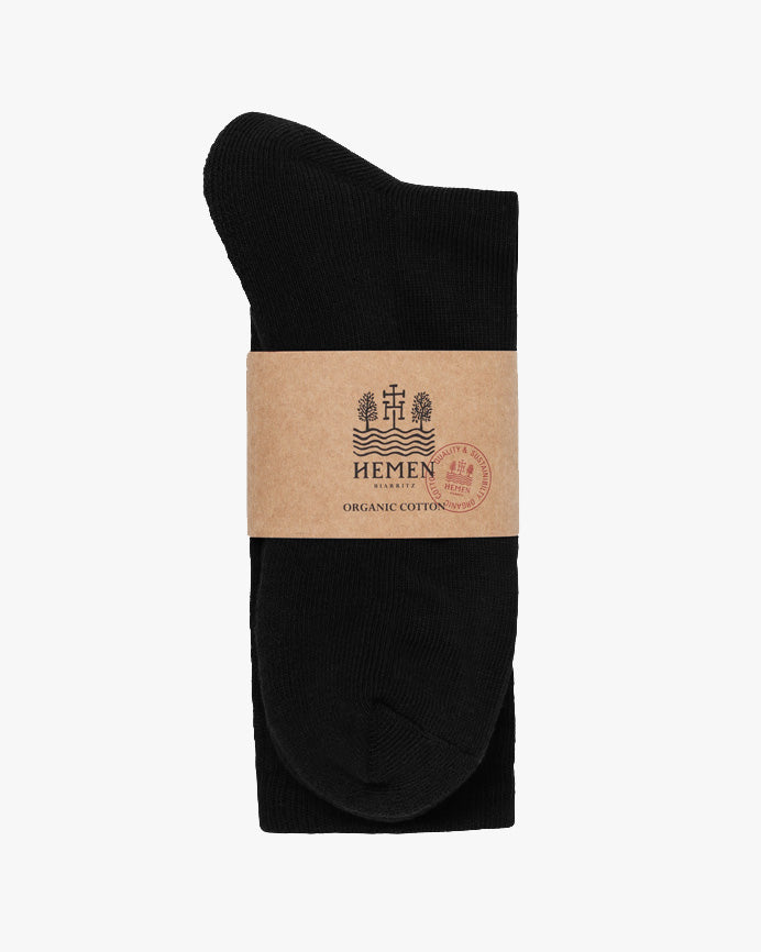 Hemen Biarritz HMN04 Organic Cotton Rib Sport Socks - Black