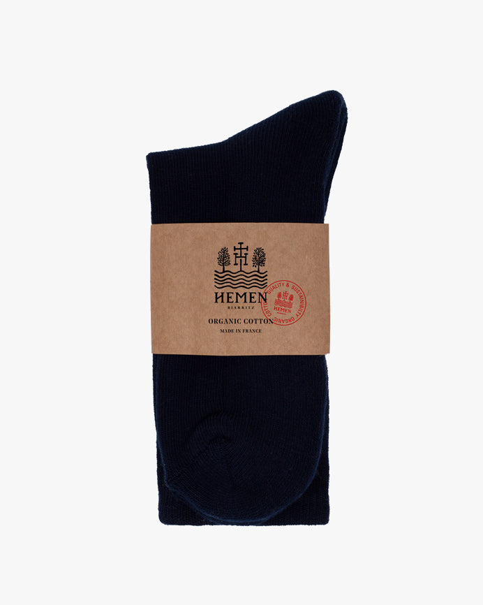 Hemen Biarritz HMN04 Organic Cotton Rib Sport Socks - Navy