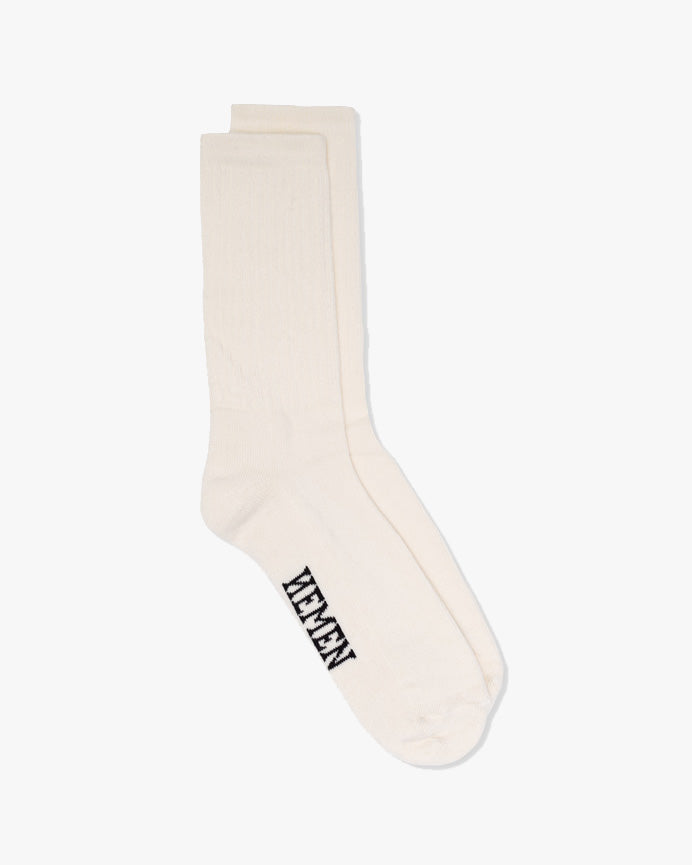 Hemen Biarritz HMN04 Organic Cotton Rib Sport Socks - Natural