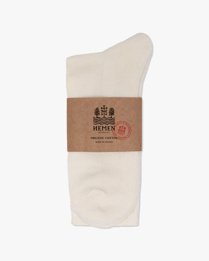 Hemen Biarritz HMN04 Organic Cotton Rib Sport Socks - Natural