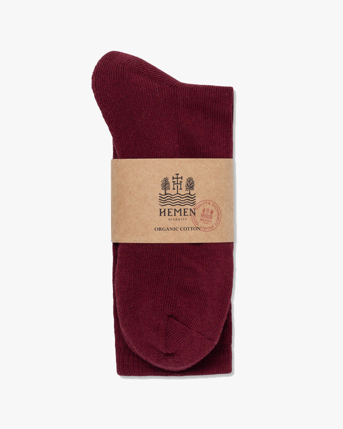 Hemen Biarritz HMN04 Organic Cotton Rib Sport Socks - Wine Red