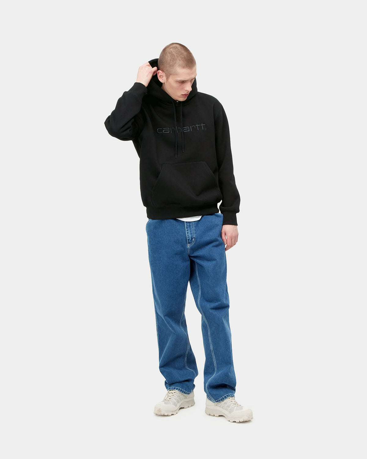 Carhartt WIP Hooded Sweatshirt - Black / Black | Carhartt WIP Sweaters & Knitwear | JEANSTORE