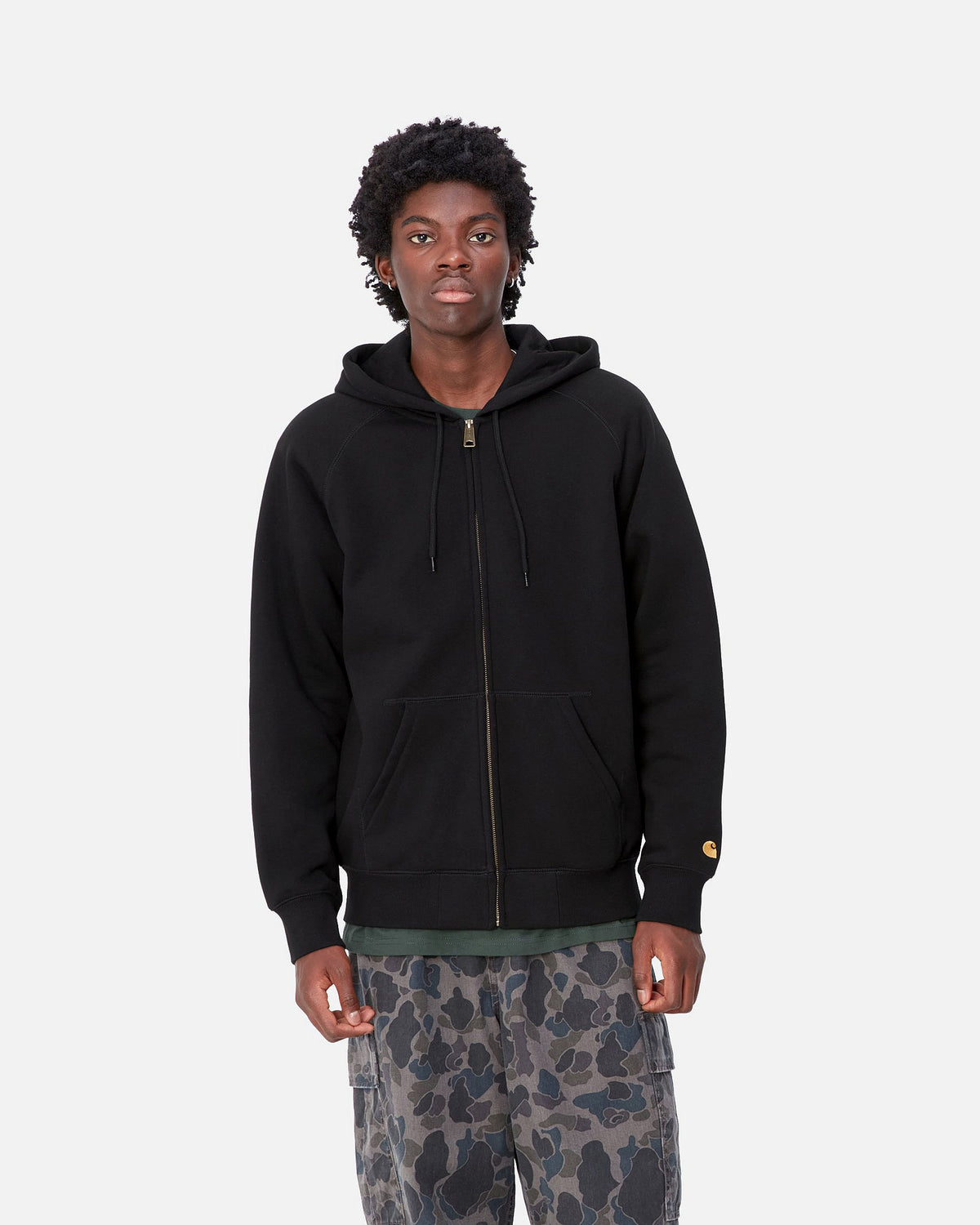 Carhartt WIP Hooded Chase Jacket - Black / Gold | Carhartt WIP Jackets & Coats | JEANSTORE