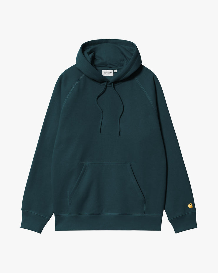 Carhartt WIP Hooded Chase Sweat - Duck Blue / Gold | Carhartt WIP Sweaters & Knitwear | JEANSTORE