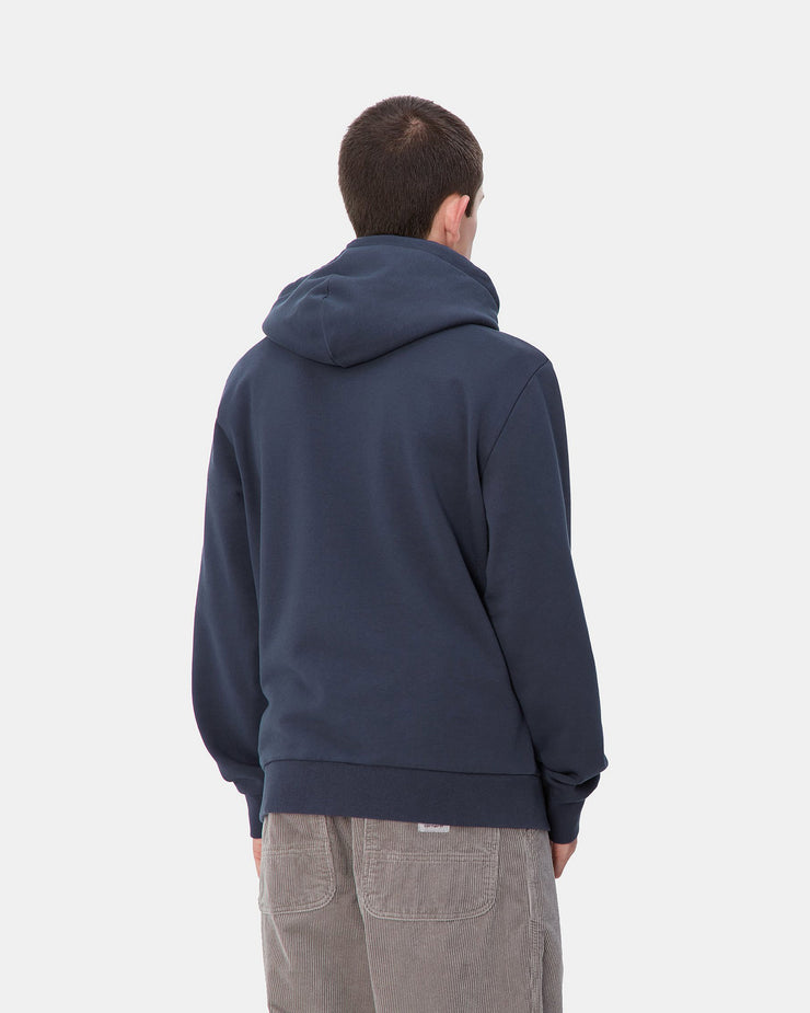 Carhartt WIP Hooded Script Embroidery Sweat - Air Force Blue / White | Carhartt WIP Sweaters & Knitwear | JEANSTORE