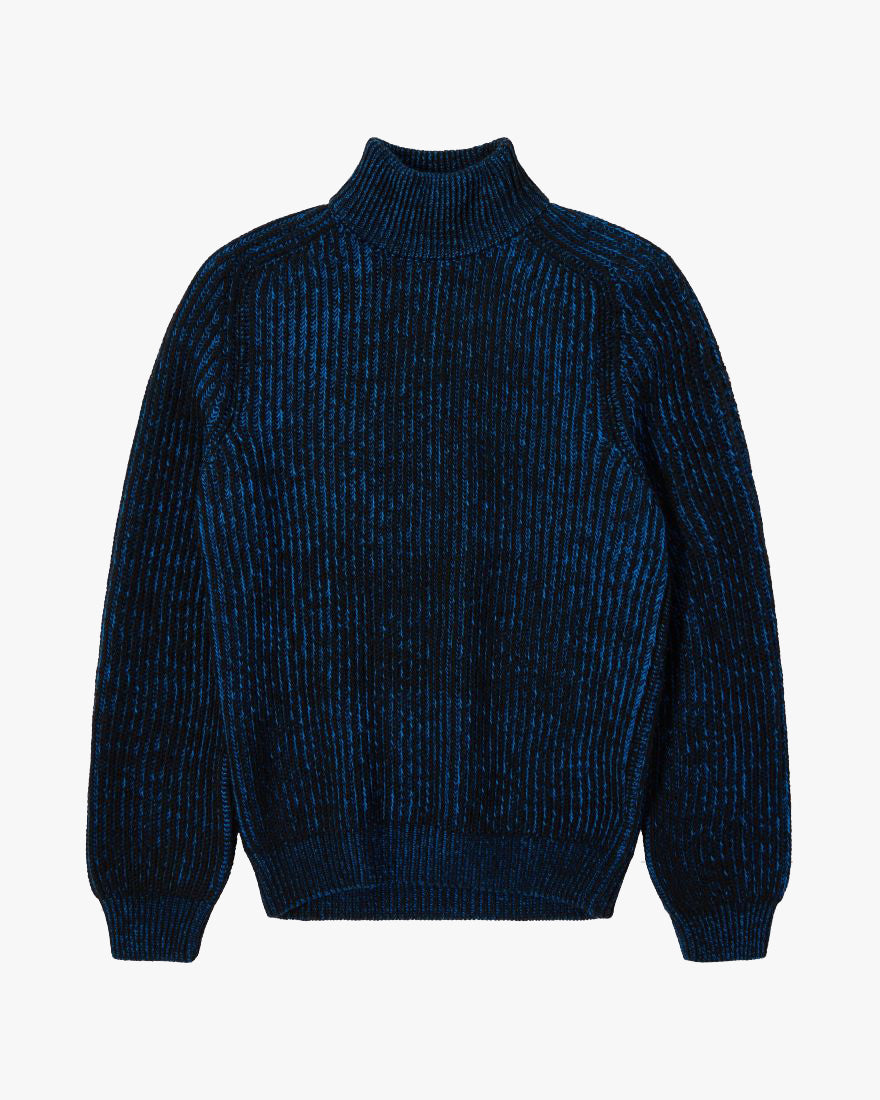 Edwin Roni High Collar Sweater - Black / Blue | Edwin Sweaters & Knitwear | JEANSTORE