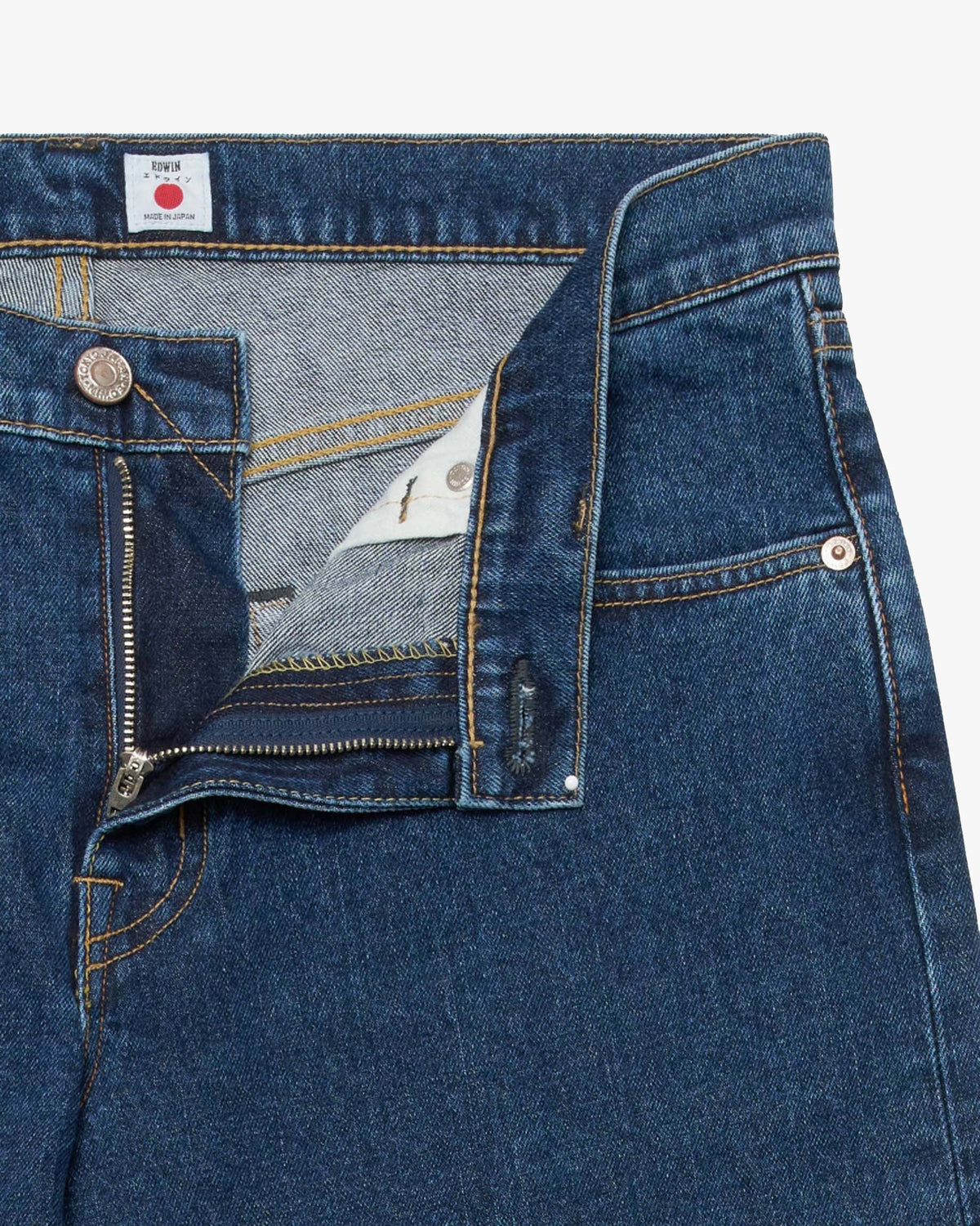 Edwin Made In Japan Regular Tapered Mens Jeans - 13oz Kaihara Pure Indigo Stretch Denim / Blue Easy Wash
