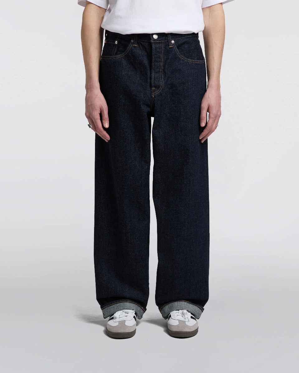 Edwin Made In Japan Wide Pant Loose Mens Jeans - 14oz Kurabo Recycled Red Selvage Denim / Blue Rinsed | Edwin Jeans | JEANSTORE