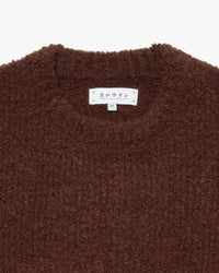 Edwin Dun Textured Sweater - Rum Raisin Garment Washed