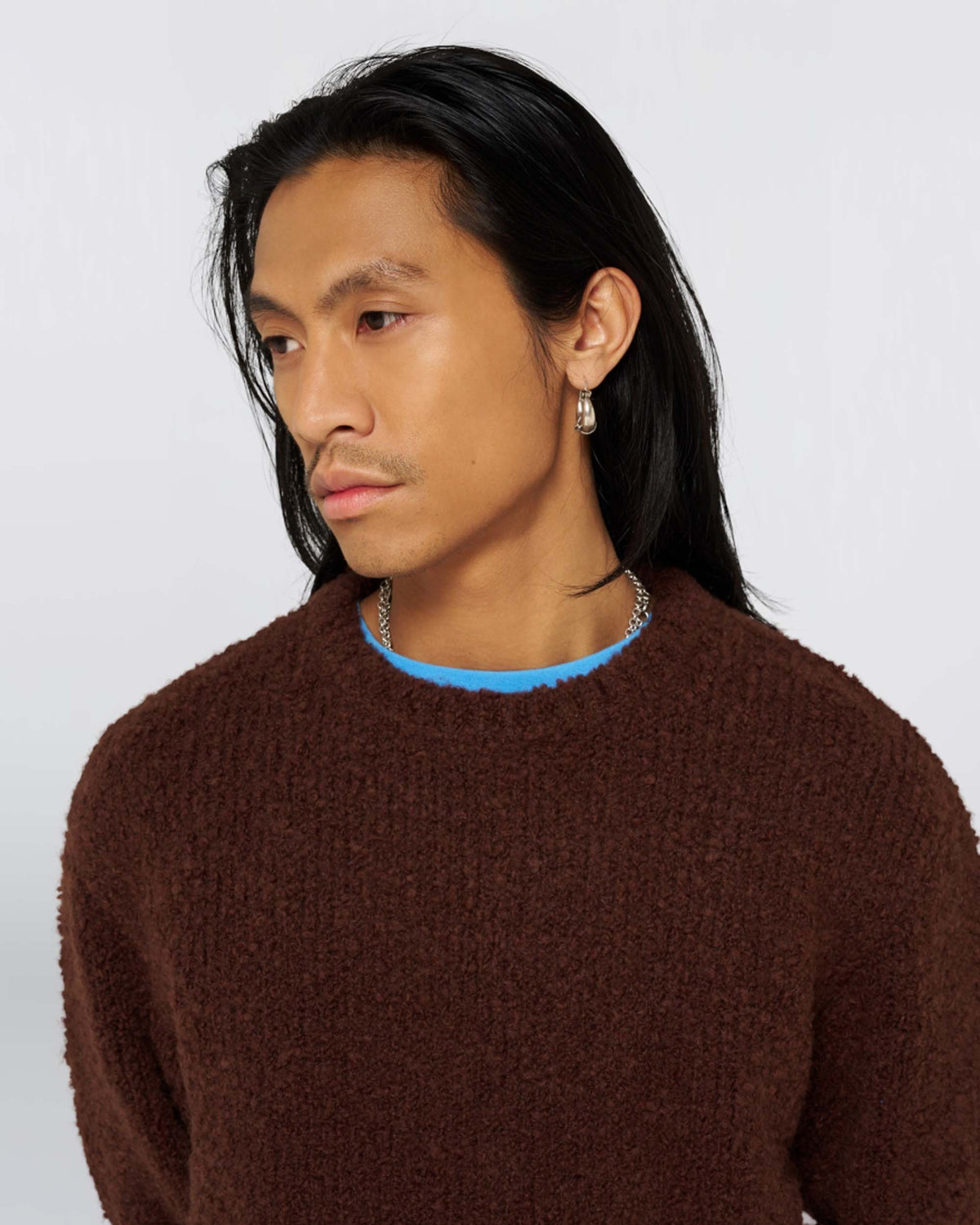 Edwin Dun Textured Sweater - Rum Raisin Garment Washed