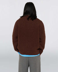 Edwin Dun Textured Sweater - Rum Raisin Garment Washed