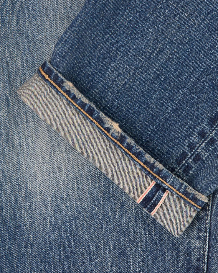 Edwin Made In Japan Regular Straight Mens Jeans - 14oz Kurabo Recycled Red Selvage Denim / Blue Mid Dark Used | Edwin Jeans | JEANSTORE