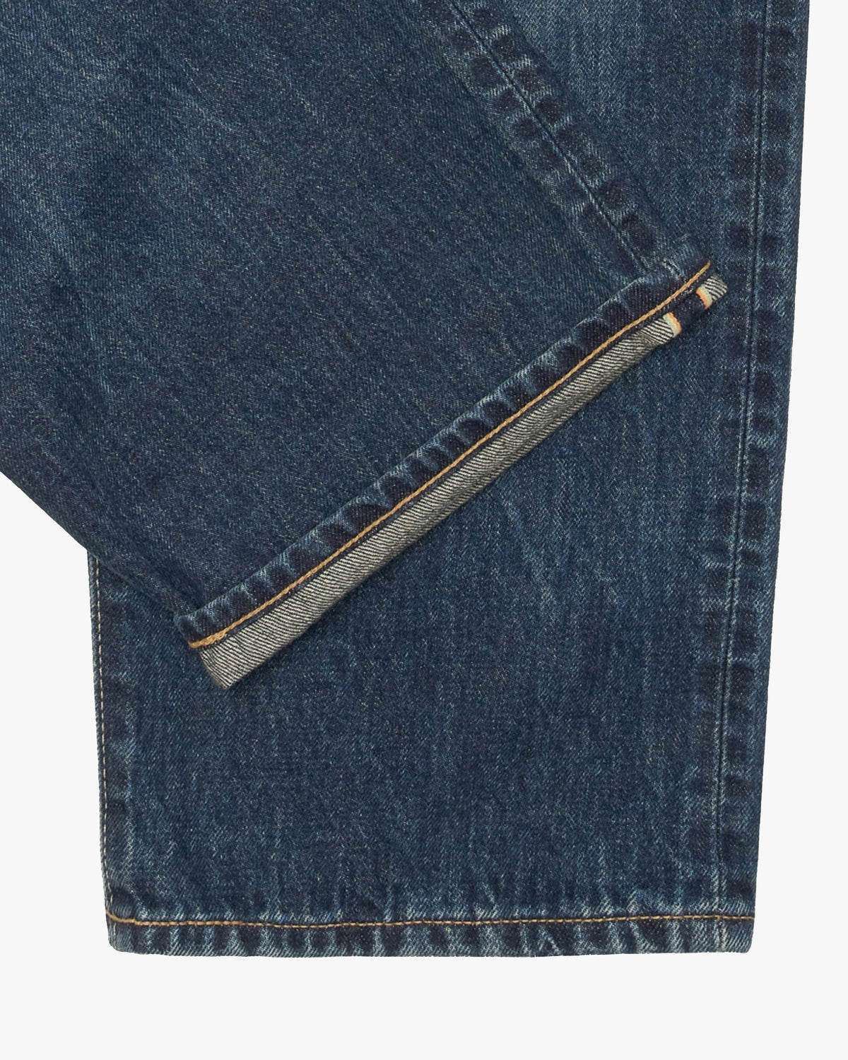 Edwin Made In Japan Loose Fit Mens Jeans - 13.5oz Kaihara Dark Pure Indigo Rainbow Selvage Denim / Blue Dark Used