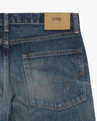 Edwin Made In Japan Loose Fit Mens Jeans - 13.5oz Kaihara Dark Pure Indigo Rainbow Selvage Denim / Blue Dark Used