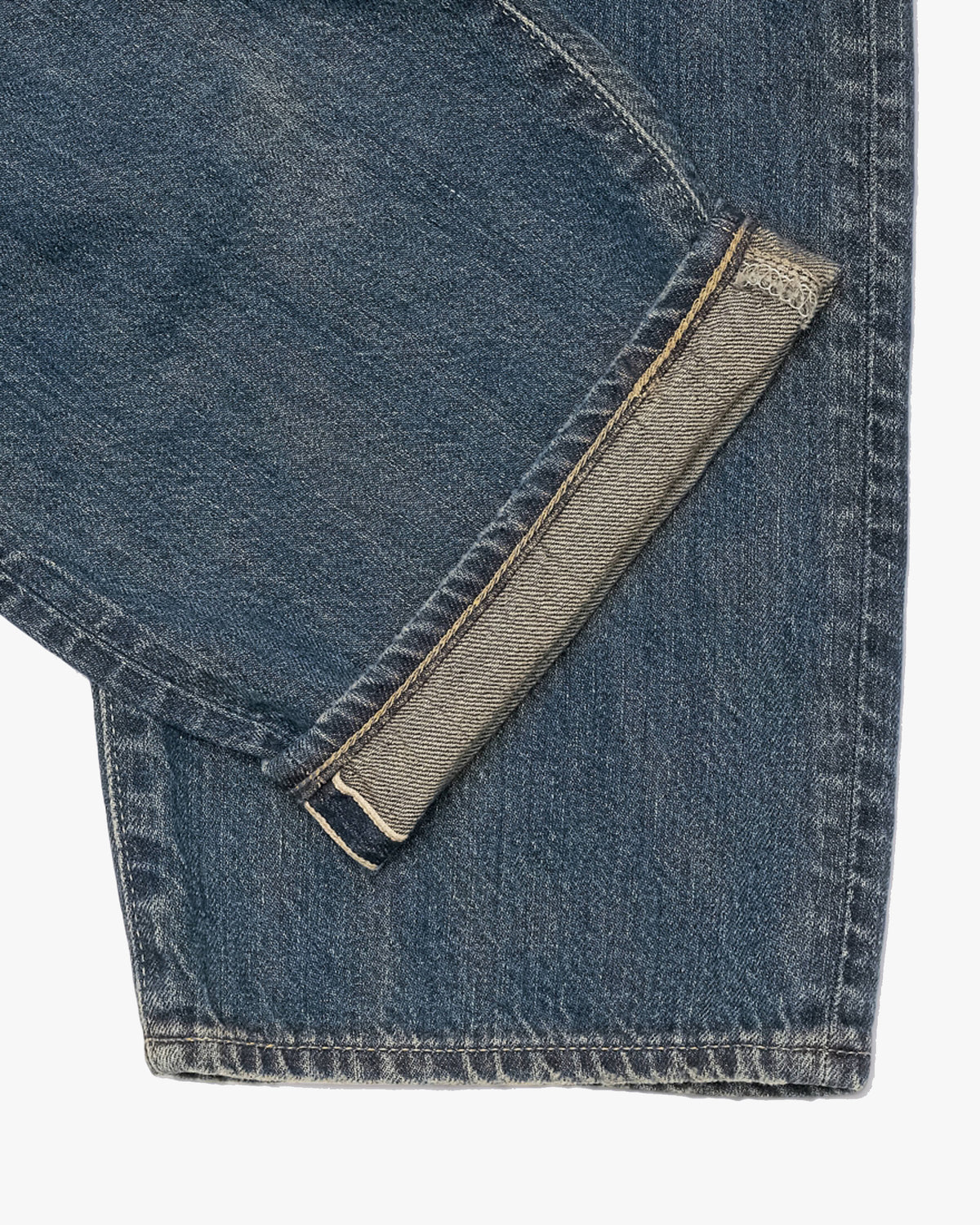 Edwin Made in Japan Loose Fit Mens Jeans - 10.5oz Kaihara Lightweight Red Selvage Denim / Blue Dark Used