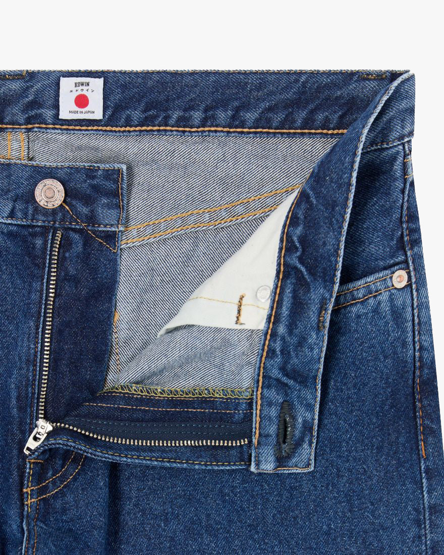 Edwin Made in Japan Regular Tapered Mens Jeans - 12.5oz Kaihara Pure Indigo Openend Denim / Blue Mid Used | Edwin Jeans | JEANSTORE