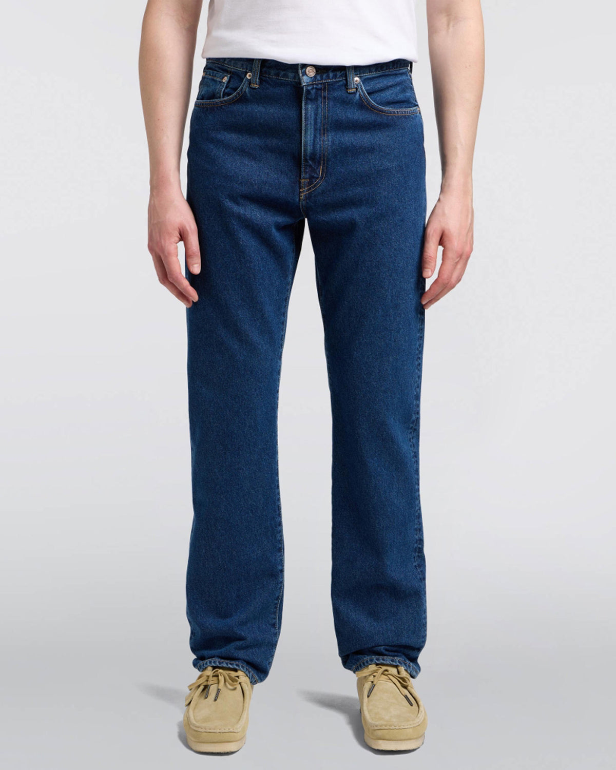 Edwin Made in Japan Regular Straight Mens Jeans - 12.5oz Kaihara Pure Indigo Openend Denim / Blue Mid Used | Edwin Jeans | Jeanstore