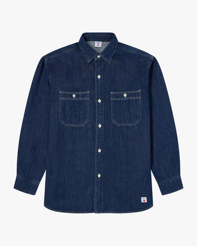 Edwin L/S Work Shirt - 7oz Right Hand Denim / Blue Dark Used | Edwin Shirts | JEANSTORE