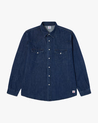 Edwin L/S Western Shirt - 7oz Right Hand Denim / Blue Dark Used | Edwin Shirts | Jeanstore