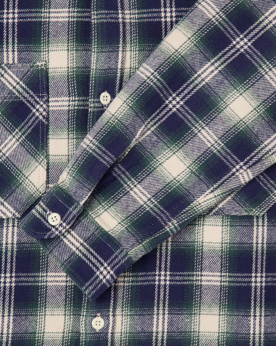 Edwin L/S Work Shirt - Navy / Green | Edwin Shirts | JEANSTORE