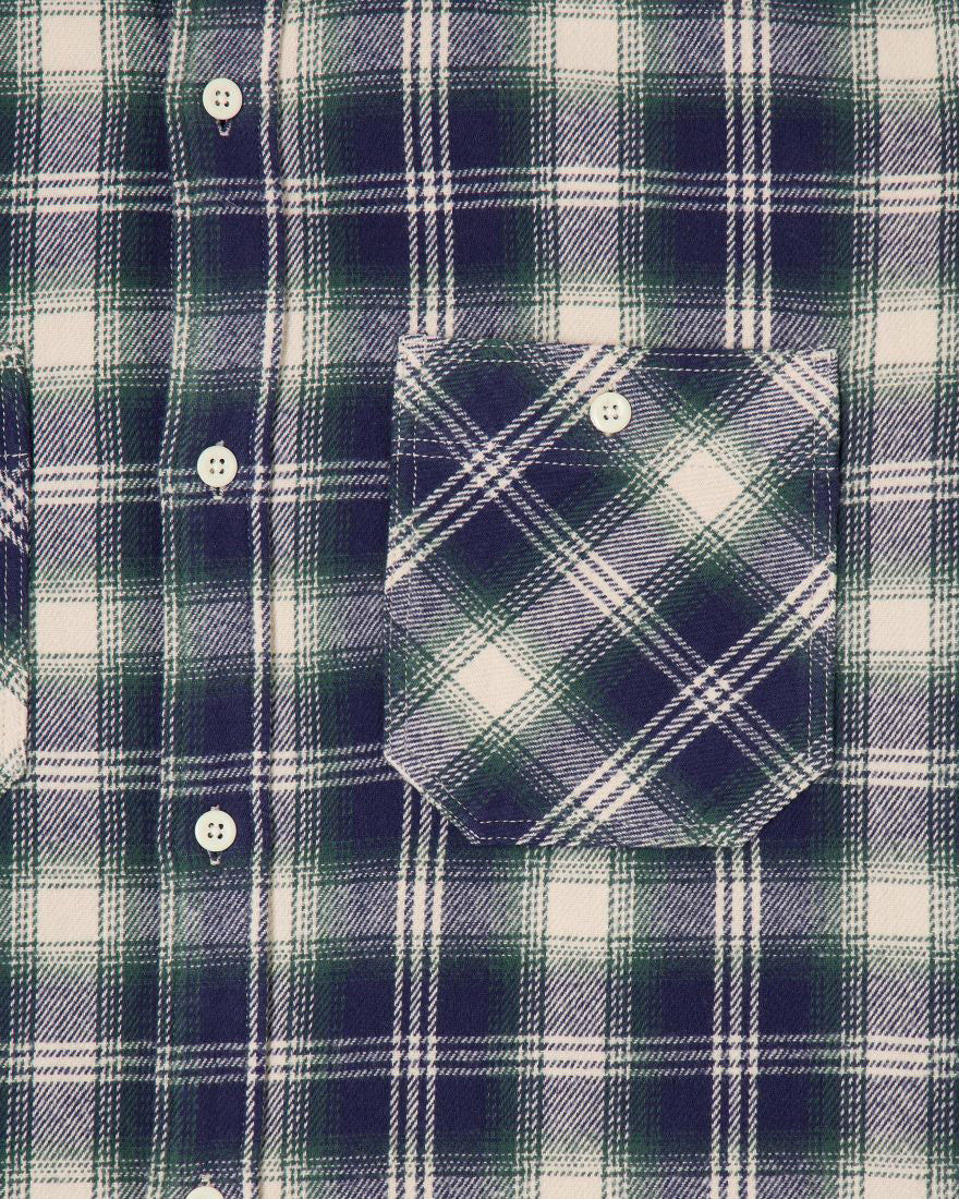 Edwin L/S Work Shirt - Navy / Green | Edwin Shirts | JEANSTORE
